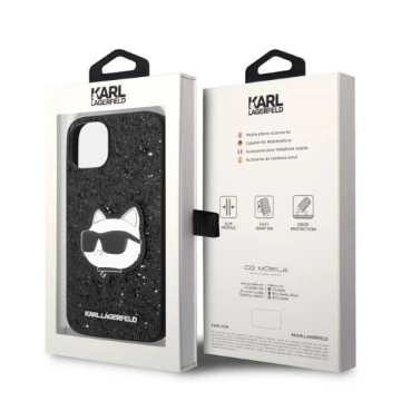 Handyschutzhülle Karl Lagerfeld KLHCP14MG2CPK für Apple iPhone 14 Plus 6.7" schwarz/schwarz Hardcase Glitter Choupette Patch