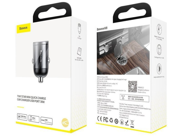 Autonabíječka Baseus mini QC 3.0 5A 30W černá