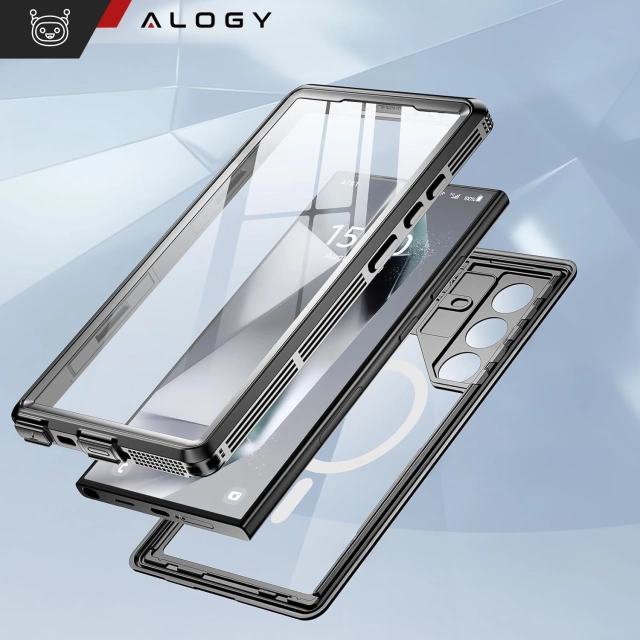 Etui Wodoodporne Alogy HydroArmor™ IP68 Case z przezroczystym tyłem Pancerna obudowa 360 do MagSafe do Samsung Galaxy S24 Ultra