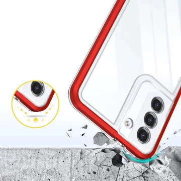 Priehľadné puzdro 3v1 pre Samsung Galaxy S22 (S22 Plus) rámový gélový kryt červený