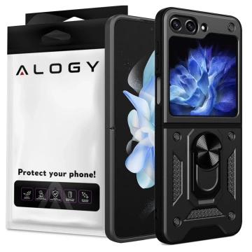 Чохол для Samsung Galaxy Z Flip 6 Armored Case Stand Ring Alogy чорний