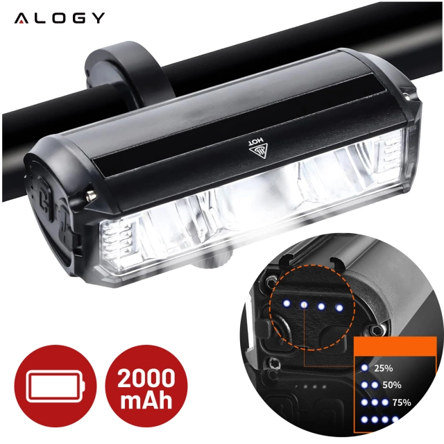 Světlo na kolo přední halogenové LED osvětlení na kolo na řídítka předního kola Mocna 900lm Alogy 610 černá