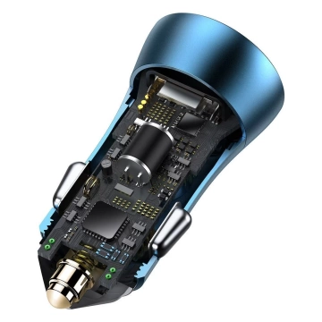 Baseus Golden Contactor Pro Fast USB Car Charger Type C / USB 40 W Power Delivery 3.0 Quick Charge 4 SCP FCP AFC USB Type C Cable - Lightning Blue (TZCCJD-03)