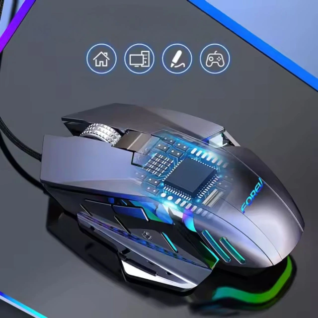 Forev FV-507 drátová mechanická herní myš s LED podsvícením