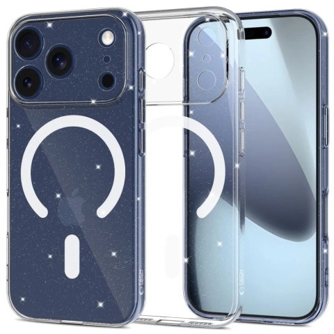 Etui Tech-Protect FlexAir MagSafe do iPhone 17 Pro Max, przezroczysto-brokatowe