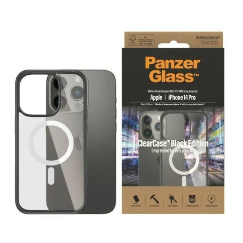 Etui PanzerGlass ClearCase MagSafe для iPhone 14 Pro 6,1" Antibacterial czarny/black 0414