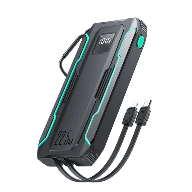 Joyroom 10000mAh 22.5W Powerbank with USB-C and Lightning Cables Black