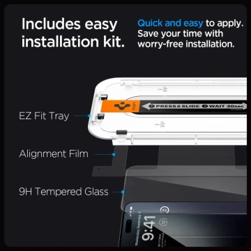Tvrzené sklo spigen glas.tr "ez fit" fc iphone 15 pro max black
