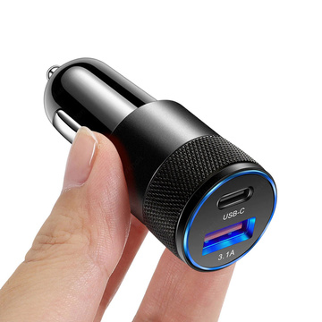 Alogy nabíjačka do auta USB-C typu C USB 3.1A čierny 1m kábel USB-C do puzdra Lightning