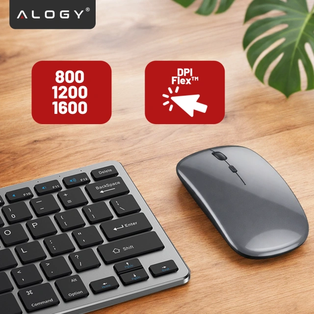 Zestaw bezprzewodowy klawiatura + mysz – Bluetooth i USB 2.4 GHz, cicha praca, smukły i ergonomiczny design, Plug & Play, do biura i Home Office – Alogy KeyMouse™