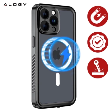 Pouzdro pro Apple iPhone 15 Pro Armored 360 pouzdro pro Mag Safe voděodolné Armor IP68 Alogy černé