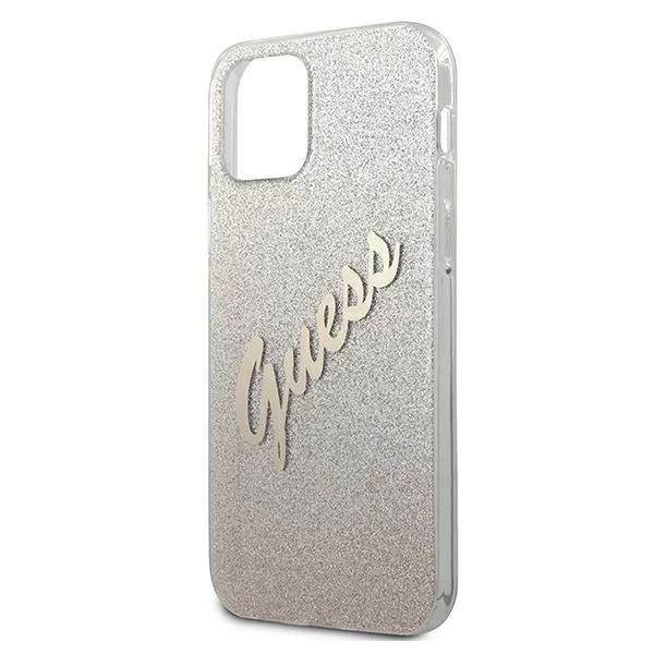 Guess GUHCP12SPCUGLSGO iPhone 12 mini 5,4" zlatý/zlatý pevný obal Glitter Gradient Script