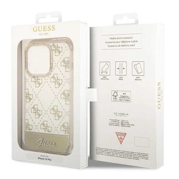 Etui Guess GUHCP14XHG4MHG do Apple iPhone 14 Pro Max 6,7" złoty/gold hardcase 4G Pattern Script