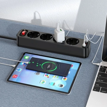 HOCO 4-portový napájací kábel 2x USB-A typu C PD QC3.0 20W NS1 1,8 m