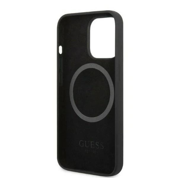 Etui Guess GUHMP13XSPLK do Apple iPhone 13 Pro Max 6,7" čierne/čierne pevné puzdro Silicone Logo Plate MagSafe