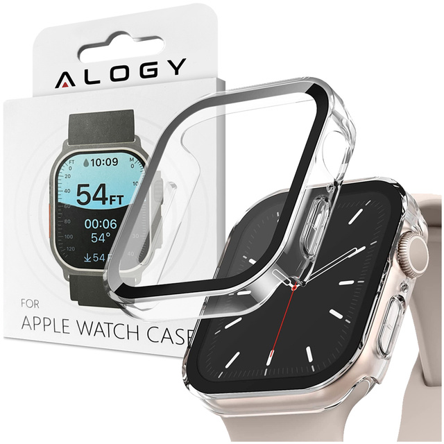 Ochranný kryt so sklom Alogy Protector Case 2v1 prekrývacie puzdro pre Apple Watch 7/8 41mm Transparent