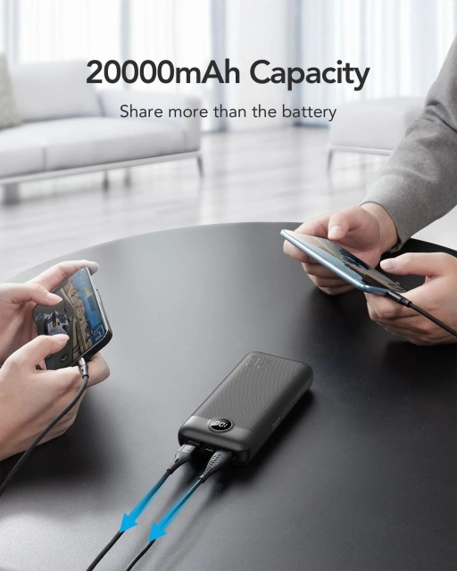 Powerbank Зовнішній акумулятор VEGER L20S - 20 000mAh LCD Quick Charge PD 20W чорний (VP2039PD / W2039PD )