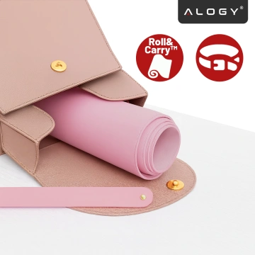 Podložka pod stôl 90×45 cm – protišmyková ochranná podložka z elegantnej PU ekokože, na myš a klávesnicu, štýlová a odolná – Alogy WorkMat™ Pink