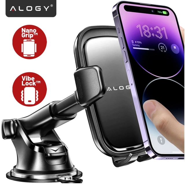 Car phone holder, window, grille, cockpit, dashboard, car, car, for 7" phone Alogy 3in1 Black