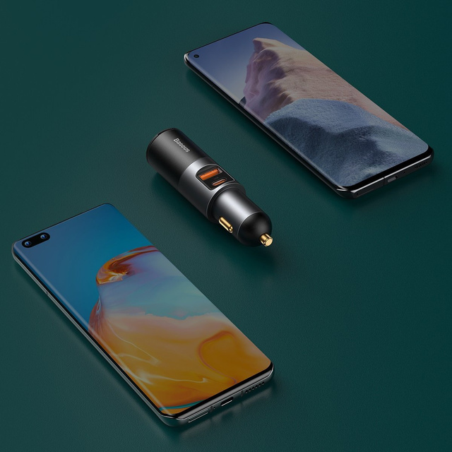 Baseus Share Together Rychlá nabíječka do auta se zásuvkou pro zapalovač, USB USB-C, 120W (šedá)