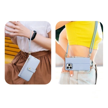 Kožené pouzdro na iPhone 15 Pro Dux Ducis Lawa Wallet Mag modré