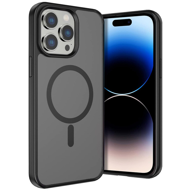 Case for iPhone 14 Pro Mag Safe Matt Case Cover Matte Alogy Ring Armored Phone Case Black Glass