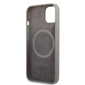Etui Guess GUHMP13SSPLG na iPhone 13 mini 5,4" szary/šedé pevné puzdro Silikónové logo Plate MagSafe