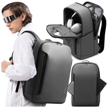 Voděodolný batoh Bange 26L pro notebooky do 15,6" – prostorný a pohodlný, odolný a prodyšný, do města i na cesty, do práce i do letadla, unisex – šedý
