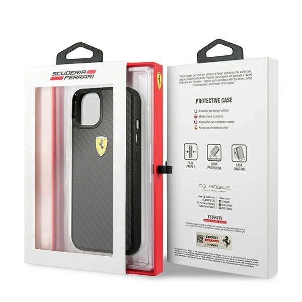 Ferrari iPhone 13 mini 5.4" case black/black hardcase On Track Real Carbon