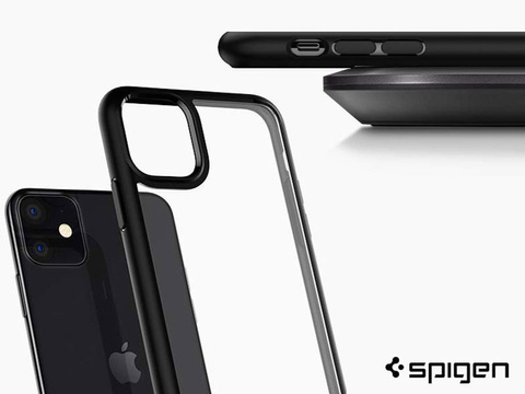 Spigen Ultra Hybrid Hülle für Apple iPhone 11 Aloga aus mattschwarzem Glas
