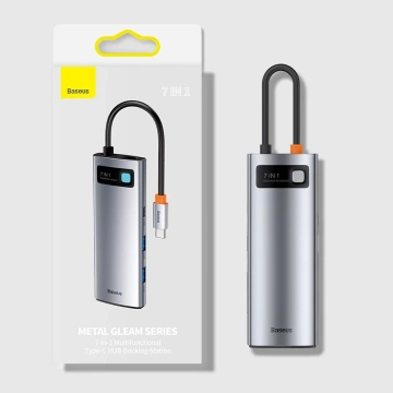 Baseus Metal Gleam Series multifunktionaler USB HUB 7in1 Typ C HDMI TF PD Kartenleser grau (WKWG020113)