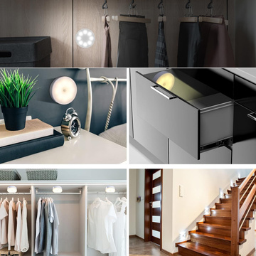 3x Lampe LED Bewegungsmelder Dämmerung Nachtlampe Alogy Sensor Light Kabellose Möbelbeleuchtung Weißes Licht 6000k