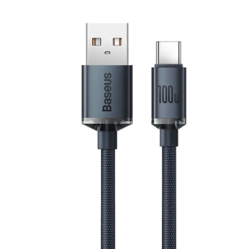 Kábel Baseus Crystal Shine Series USB kábel pre rýchle nabíjanie a prenos dát USB Typ A - USB Typ C 100W 2m čierny (CAJY000501)