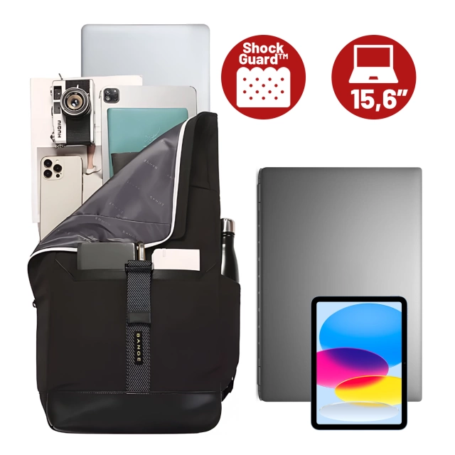 Bange voděodolný batoh na 15,6" notebook, městský cestovatel, 45x30x16 cm, do práce, do letadla, pánské, dámské, s USB portem Černá