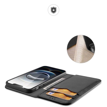 iPhone 16e Dux Ducis Hivo Protective Case with Flip and RFID Protection - Black