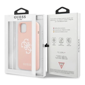 Guess GUHCP13SLS4GWPI iPhone 13 mini 5,4" różowy/ružové pevné puzdro Silikónové 4G logo