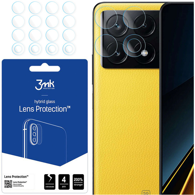 Hybrid Glass for Xiaomi Poco X6 Pro 5G Camera Lens Protector 3mk Lens Protection 4x Set