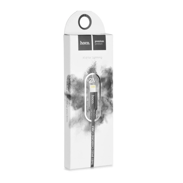 Prepojovací kábel HOCO USB-A na Lightning X14, 2 m, čierny textilný opletený