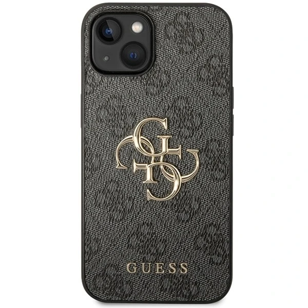 Etui Guess GUHCP15S4GMGGR для iPhone 15 6.1" сірий/сірий твердий корпус 4G з великим металевим логотипом