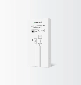 "UGREEN úhlový kabel USB - Lightning MFI 1m 2,4A černý (60521)"