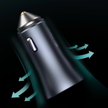 Baseus Golden Contactor Pro fast car charger 2x USB 40 W Quick Charge SCP FCP AFC USB cable - USB Type C gray (TZCCJD-A0G)