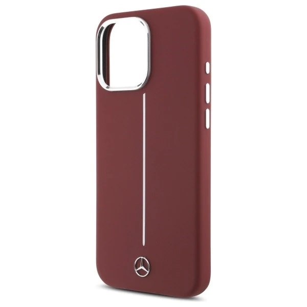 Mercedes Case for iPhone 16 Pro Max 6.9" Red Hardcase Silicone White Stripe MagSafe