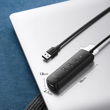 HUB 4w1 UGREEN USB - 4x USB Typ A 3.0 PD DC 12V 0.25m чорний (CM416 10915)