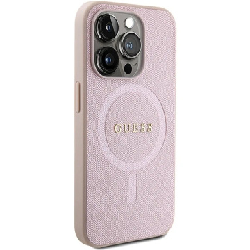 Guess GUHMP15LPSAHMCP Case for iPhone 15 Pro 6.1" Red/Pink Saffiano MagSafe Hardcase