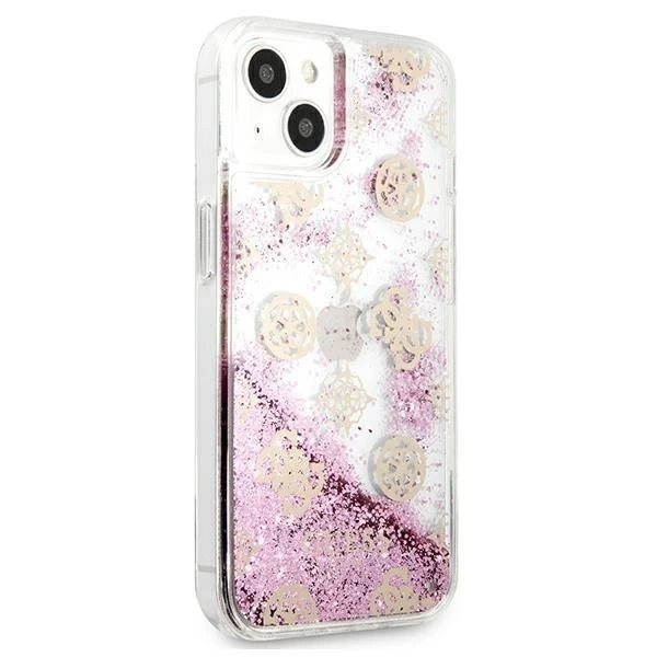 Guess GUHCP13SLGPEPI iPhone 13 mini 5,4" różowy/pink Hardcase Peony Liquid Glitter