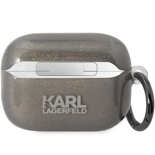 Ochranné puzdro na slúchadlá Karl Lagerfeld KLAP2HNKCTGK pre Apple AirPods Pro 2 kryt black/black Gliter Karl