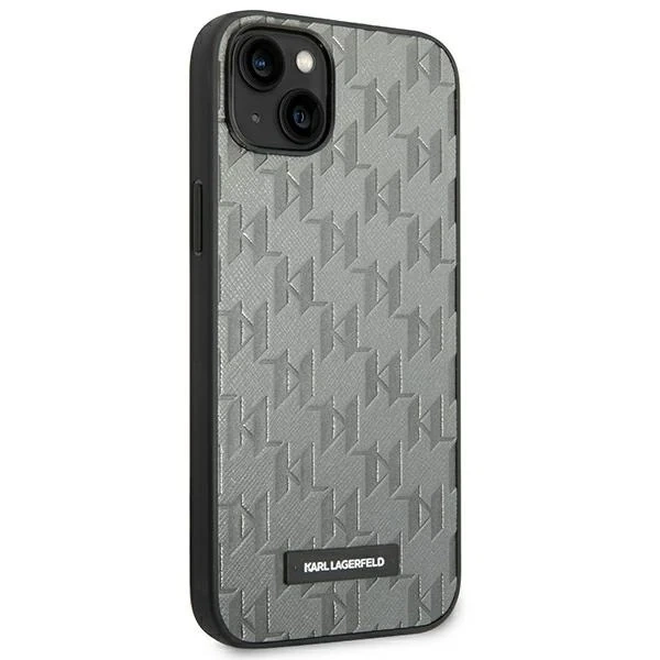 Захисний чохол для телефону Karl Lagerfeld KLHCP14SSAKLHPG для Apple iPhone 14 6.1" hardcase сірий/сірий Saffiano Mono Metal Logo