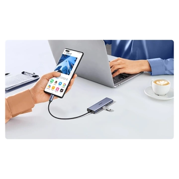 HUB 6in1 Ugreen CM511 USB-C HDMI 3xUSB-A SD TF 5Gb/s 4K Grau