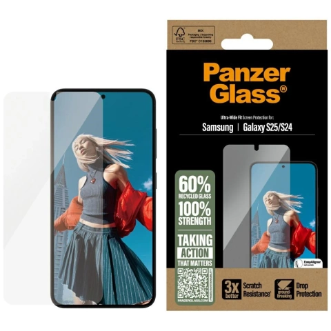 Tempered glass for Samsung Galaxy S25 PanzerGlass Ultra-Wide Fit