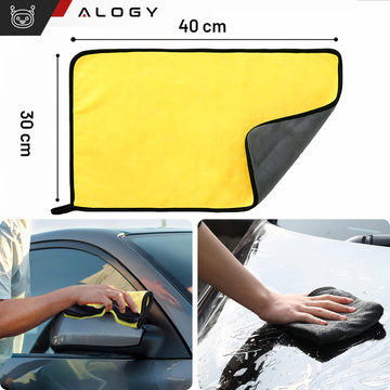3x Mikrofaser-Scheibenpoliertuch 30x40 cm Doppelseitiges Velourstuch zum Waschen von Scheiben und Trocknen des Autos Alogy